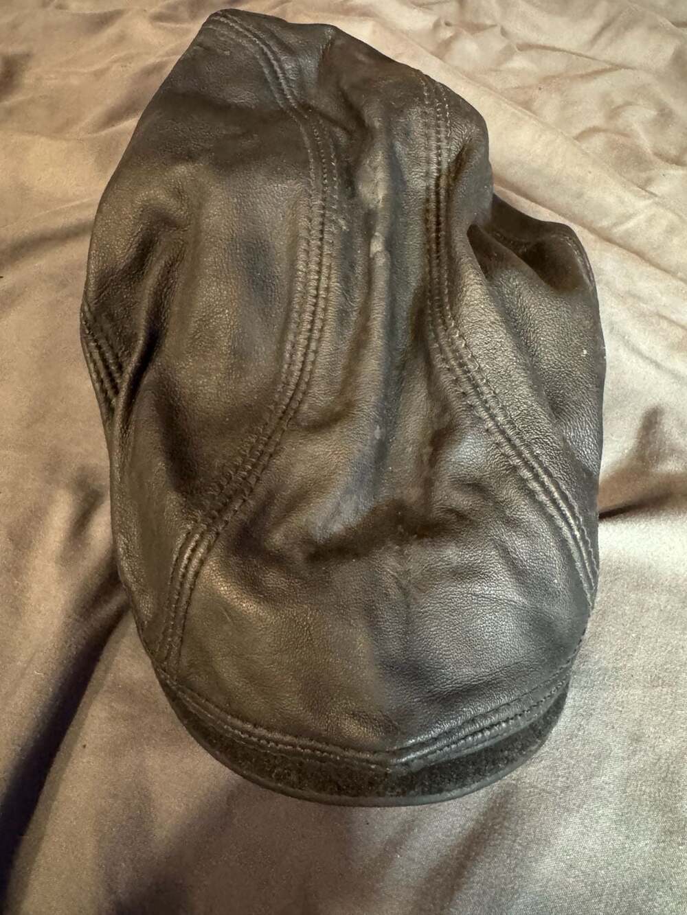 Henschel Leather Newsboy Cap Size S/M Black